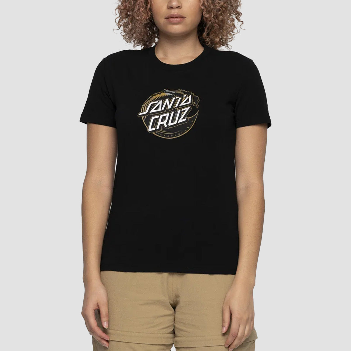 Santa Cruz Holo Wave Dot Front T-Shirt Black - Womens