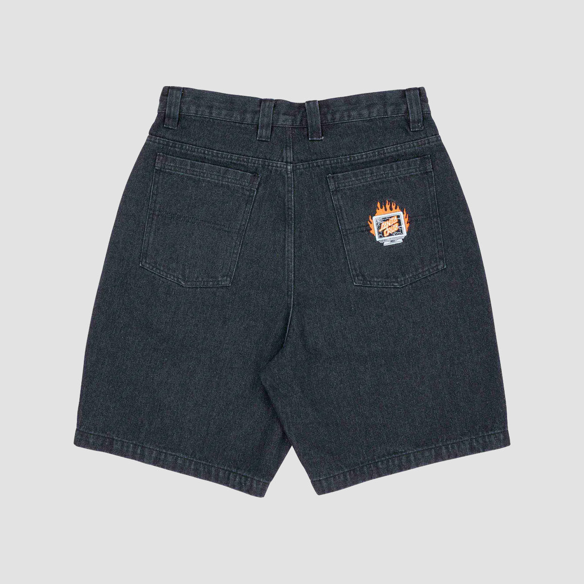 Santa Cruz Self Destruct Big Denim Shorts Black Wash