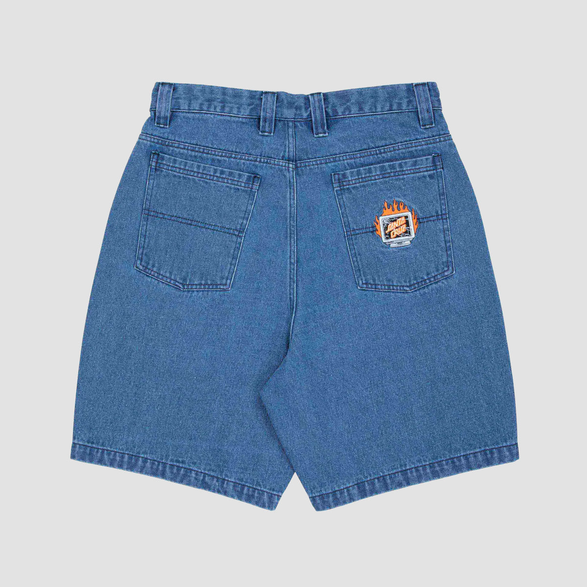 Santa Cruz Self Destruct Big Denim Shorts Classic Blue