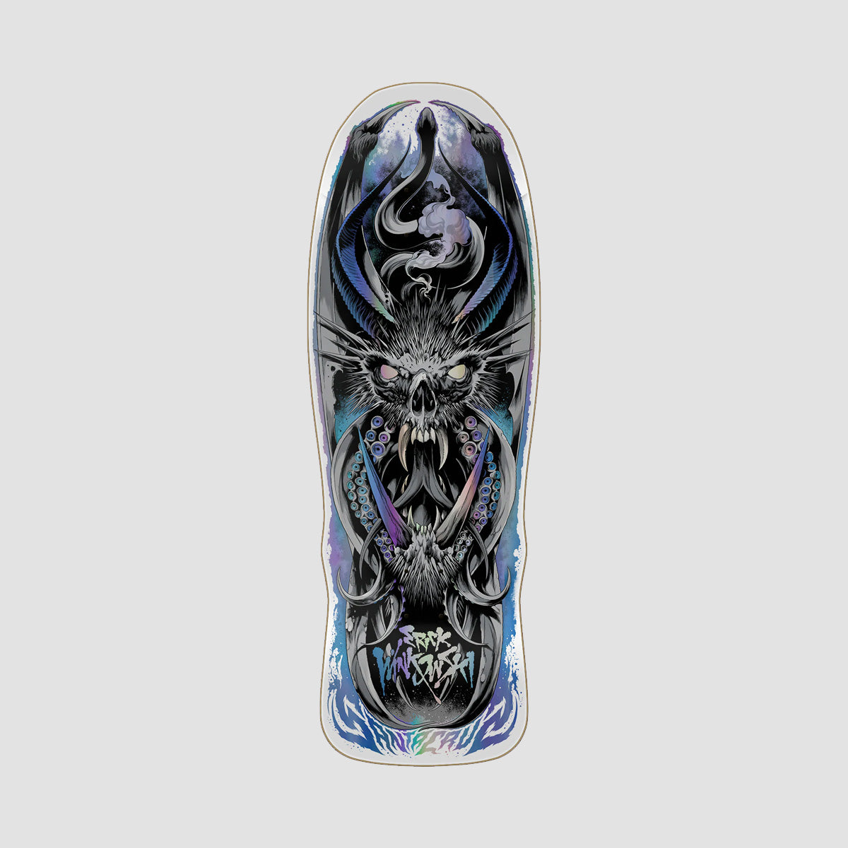 Santa Cruz Winkowski Primordial Shaped Skateboard Deck Silver Rainbow Prismatic Foil - 10.35"