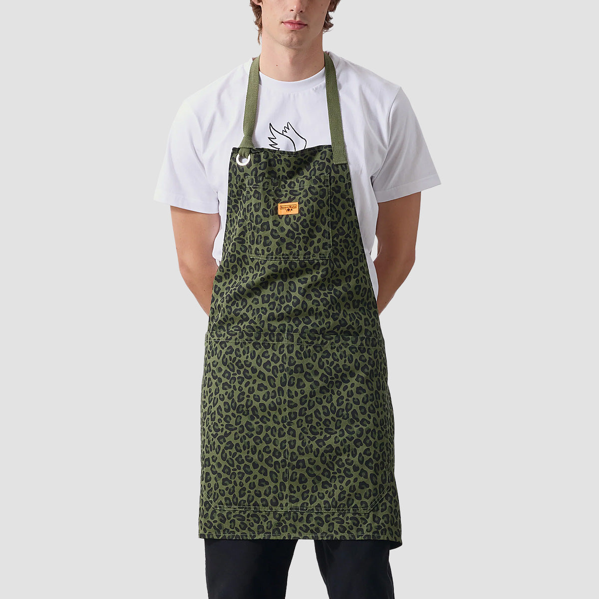 Service Works Patterned Apron Green Leopard