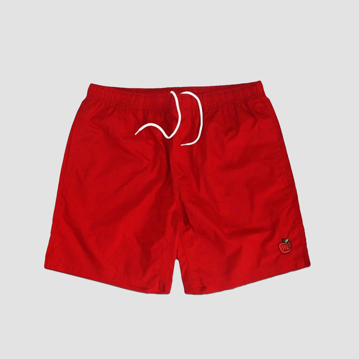 Skateboard Cafe Pink Lady Embroidered Swim Shorts Red