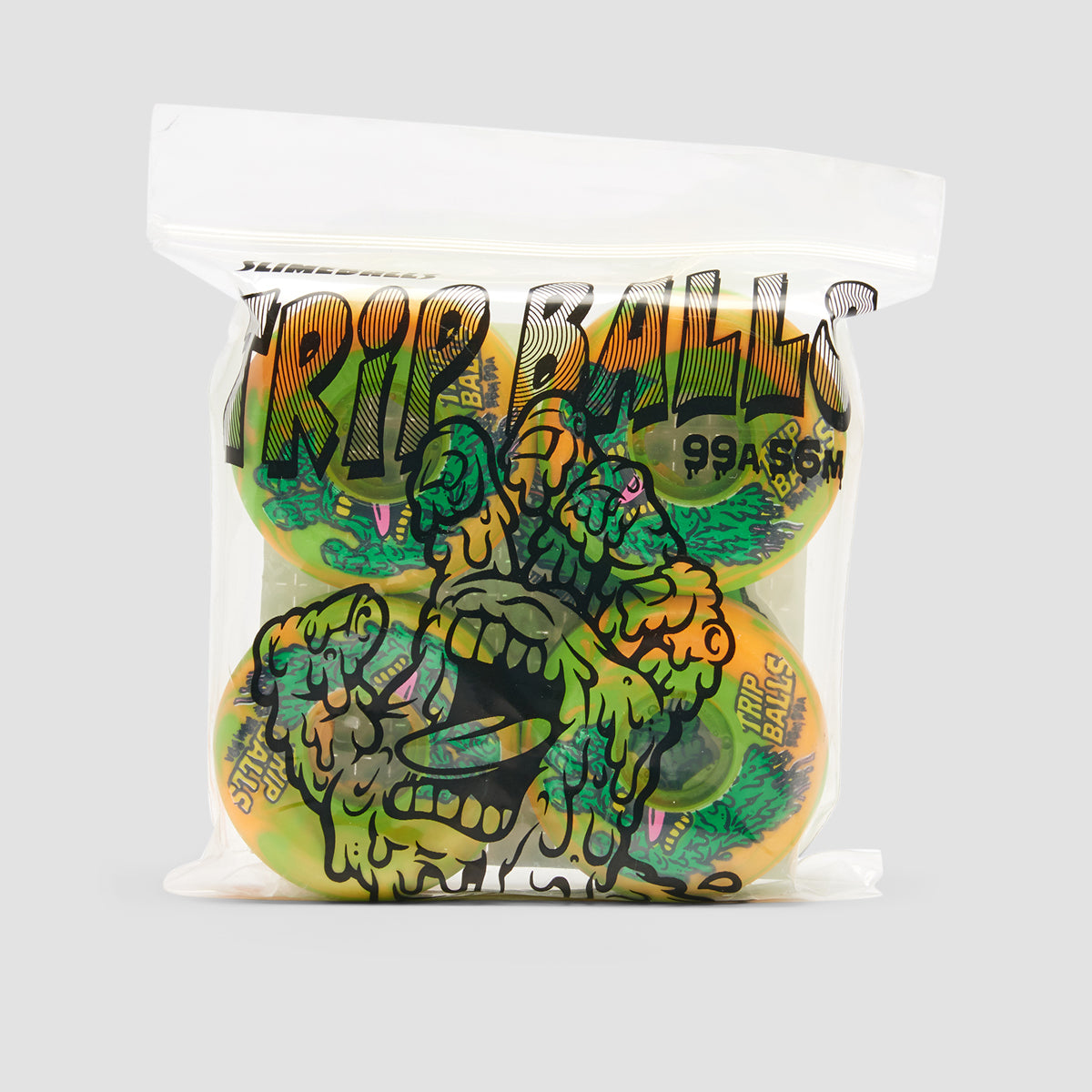 Slime Balls Face Melter Trip Balls 99a Skateboard Wheels Green/Orange Swirl 56mm