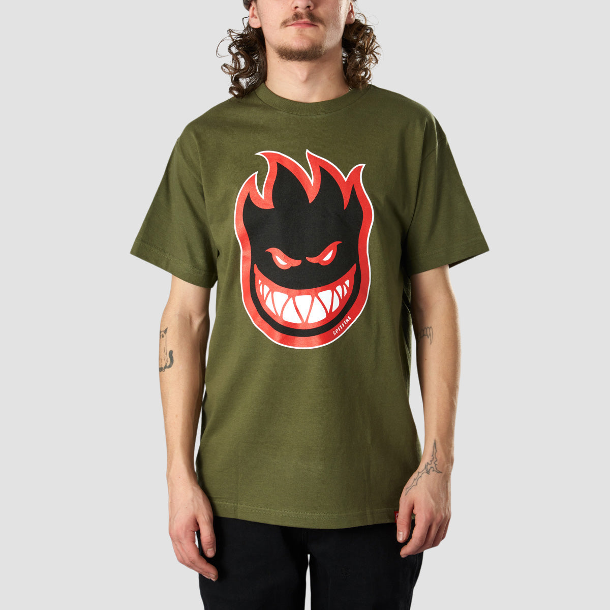 Spitfire Bighead Fill T-Shirt Military Green/Red