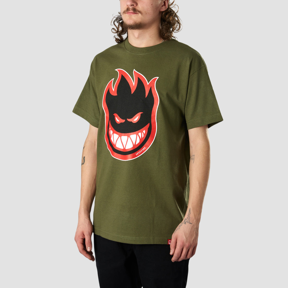 Spitfire Bighead Fill T-Shirt Military Green/Red