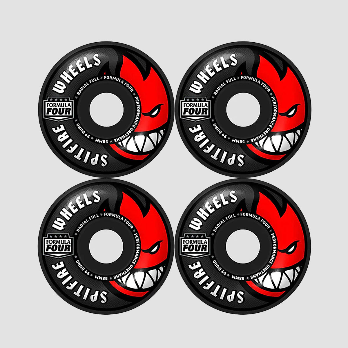 Spitfire F4 Radial Full 99DU Skateboard Wheels Black 58mm