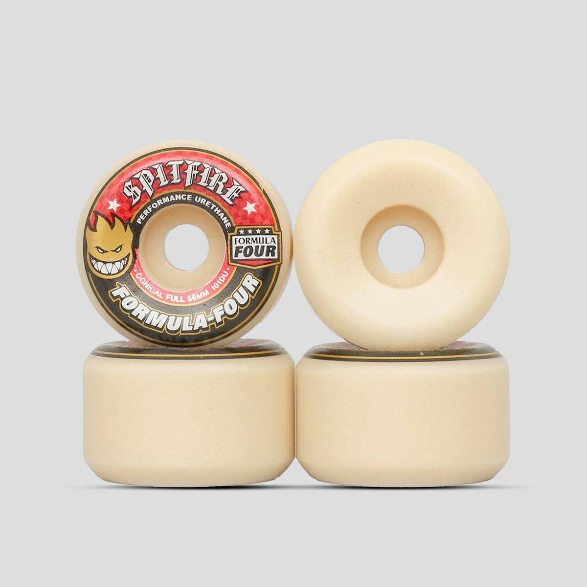 Spitfire Formula Four Conical Full 101DU Skateboard Wheels Natural/Red 58mm