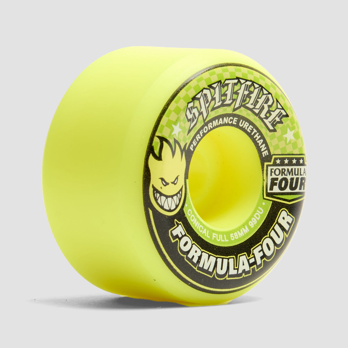 Spitfire Formula Four Conical Full 99DU Skateboard Wheels Neon Yellow 58mm