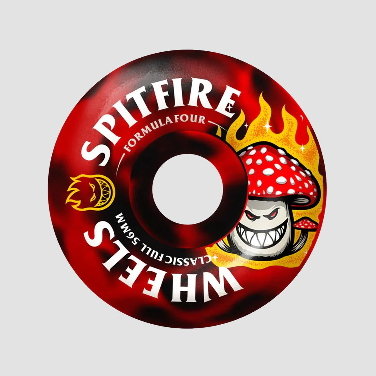 Spitfire Formula Four Shroom Bighead Classic Full 99A Skateboard Wheels Black/Red Swirl 56mm
