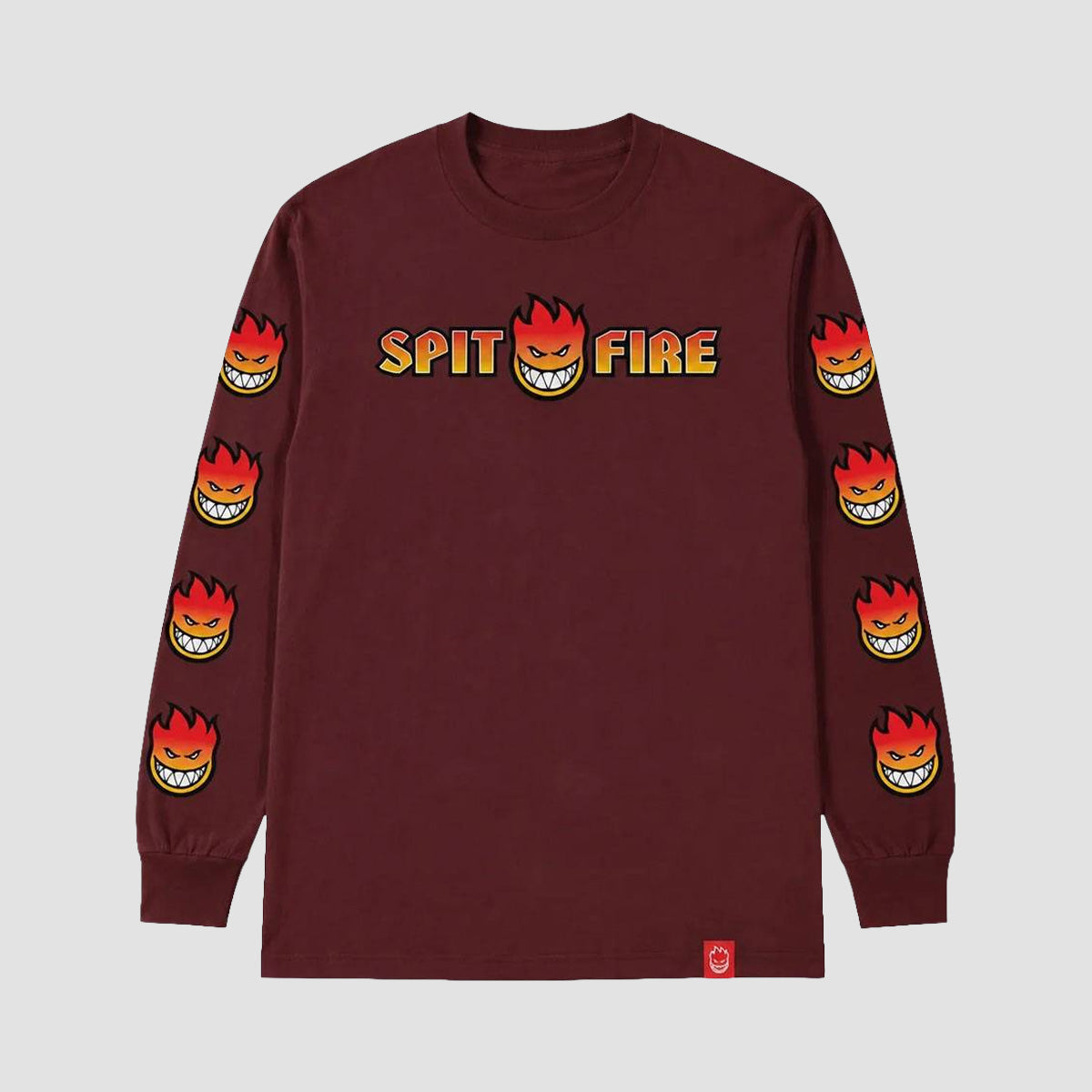 Spitfire OG Split Bighead Fade Fill Sleeve Longsleeve T-Shirt Maroon