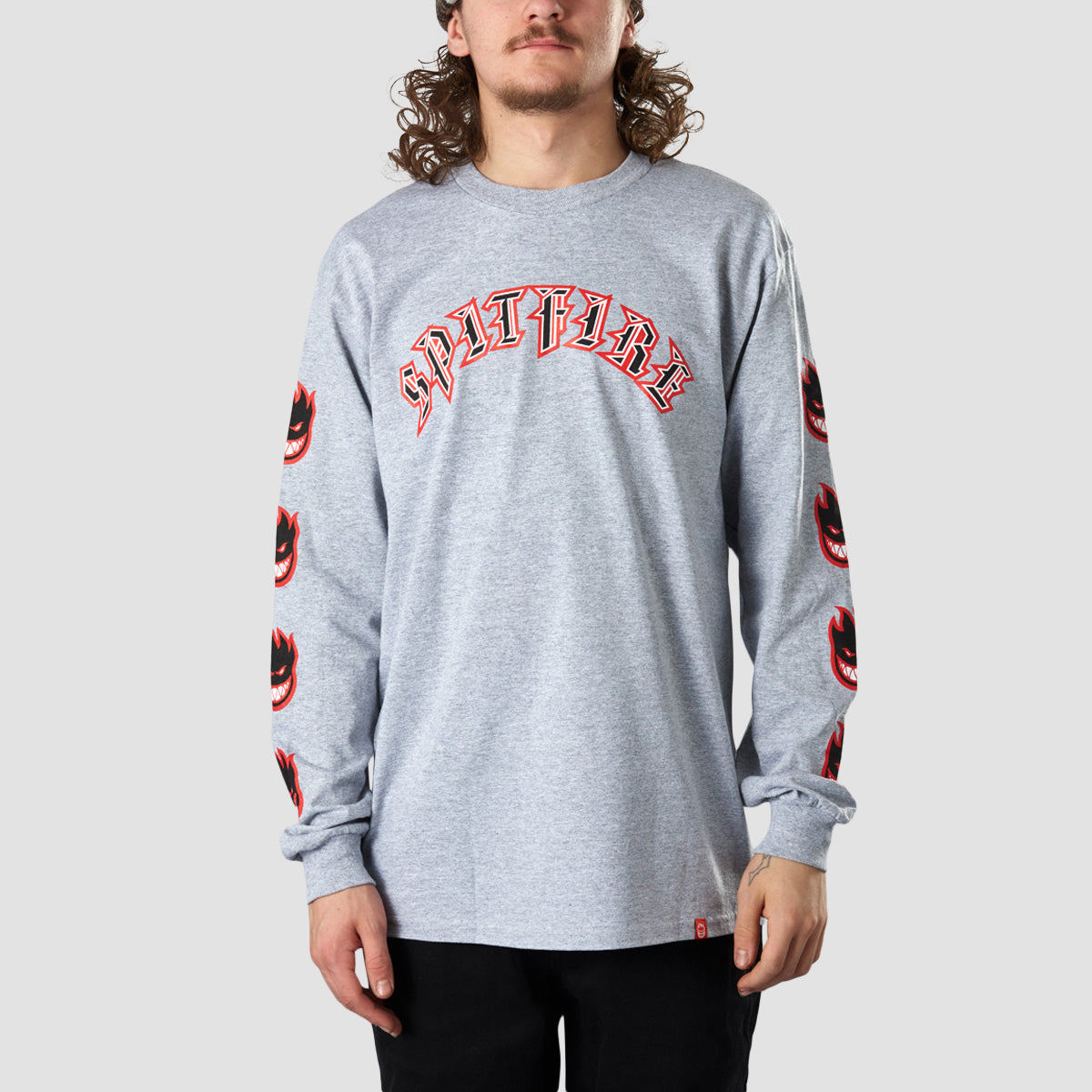 Spitfire Old E Bighead Fill Longsleeve T-Shirt Grey/Red