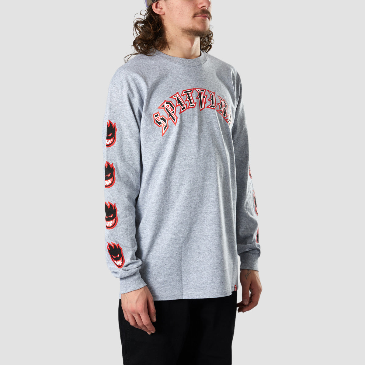 Spitfire Old E Bighead Fill Longsleeve T-Shirt Grey/Red