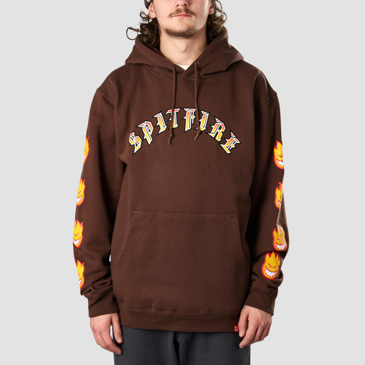 Spitfire Old E Bighead Fill Sleeve Pullover Hoodie Brown/Red/White