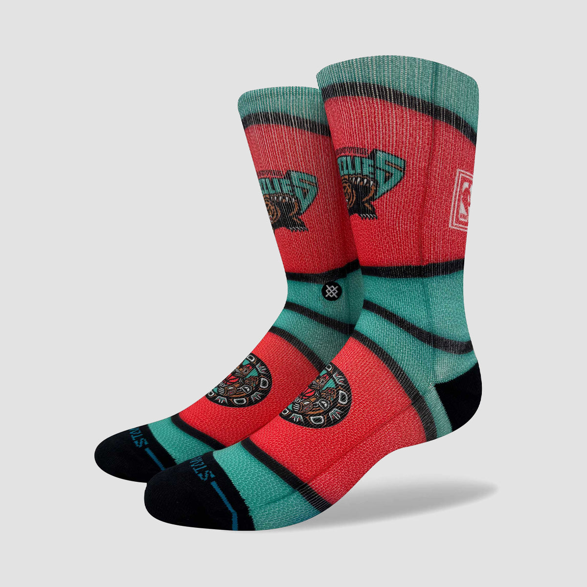 Stance NBA Vancouver Grizzlies Mini Ball Hardwood Crew Socks Teal