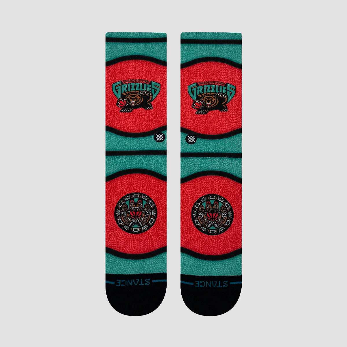 Stance NBA Vancouver Grizzlies Mini Ball Hardwood Crew Socks Teal