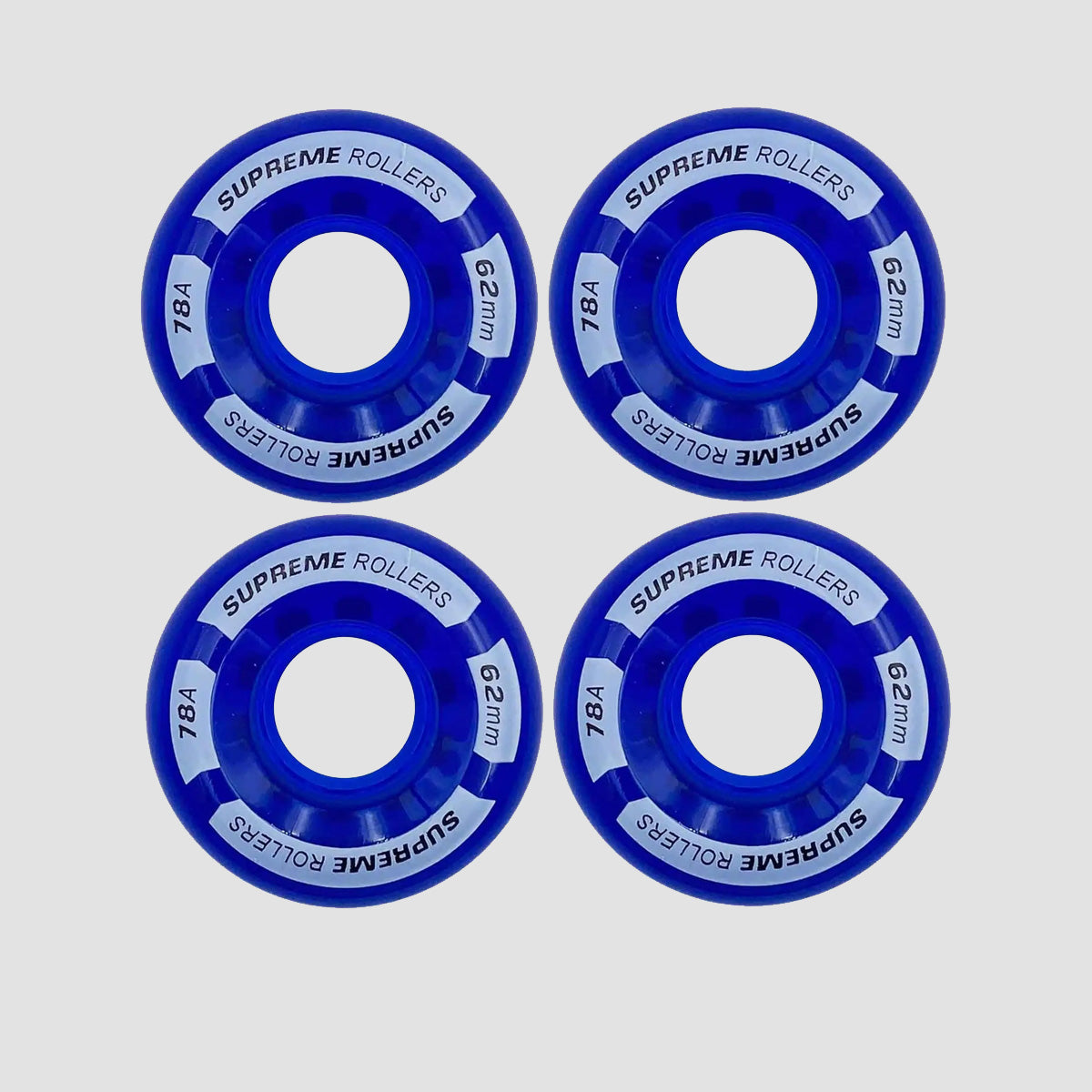 Supreme 78A Rollers Quad Wheels X4 Blue 62mm