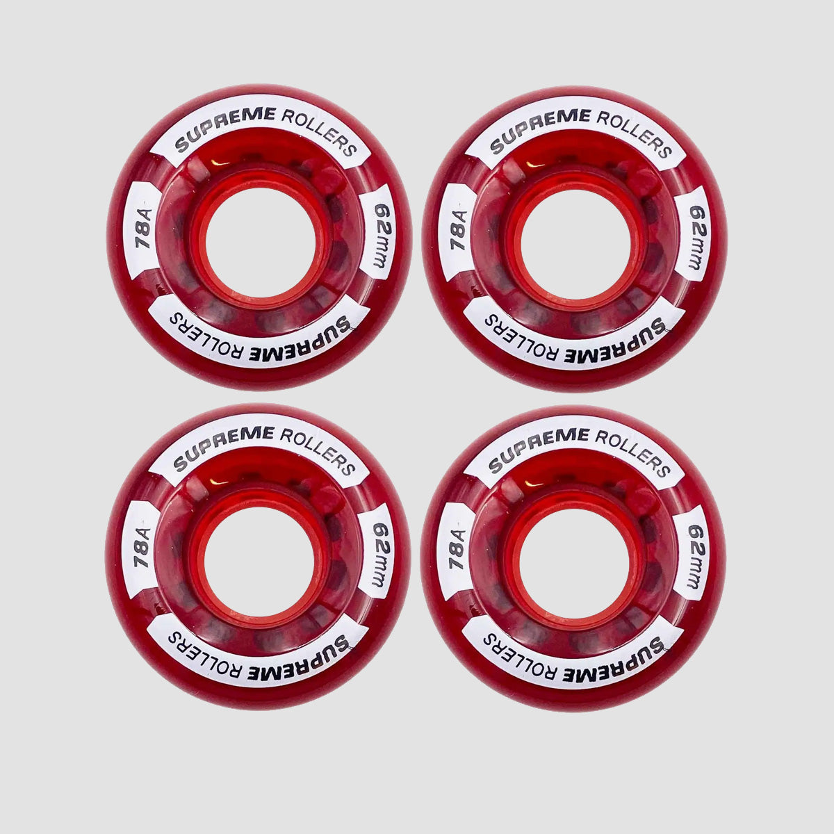 Supreme 78A Rollers Quad Wheels X4 Red 62mm
