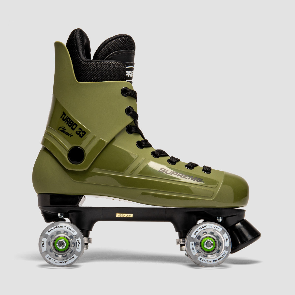 Supreme Turbo 33 Nylon Quad Skates Army Green/Clear