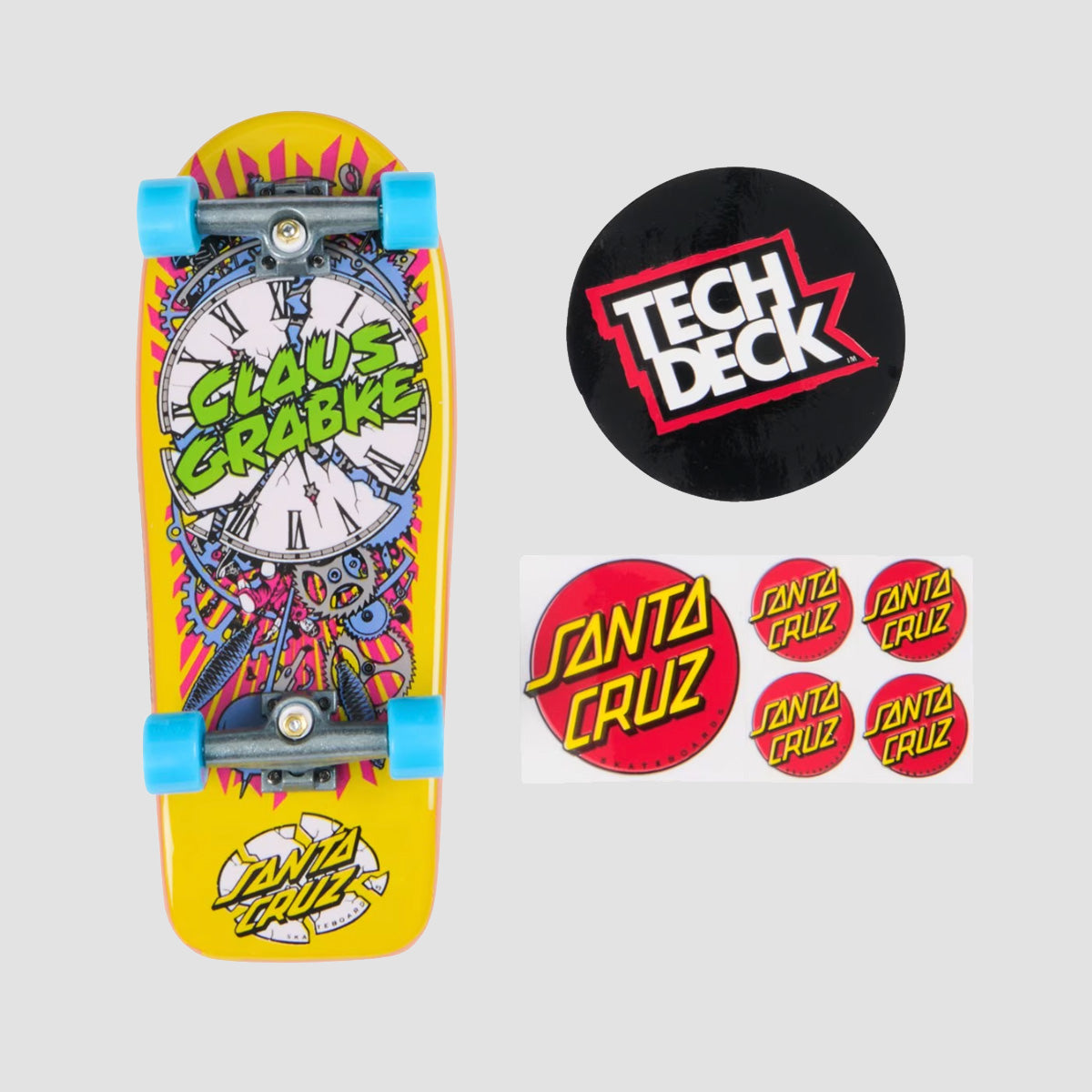 インテリア時計 Deckstool Boneless SKateClock Tech Deck 96mm Shape N'SK8 Fingerboard Santa Cruz Grabke Exploding Clo