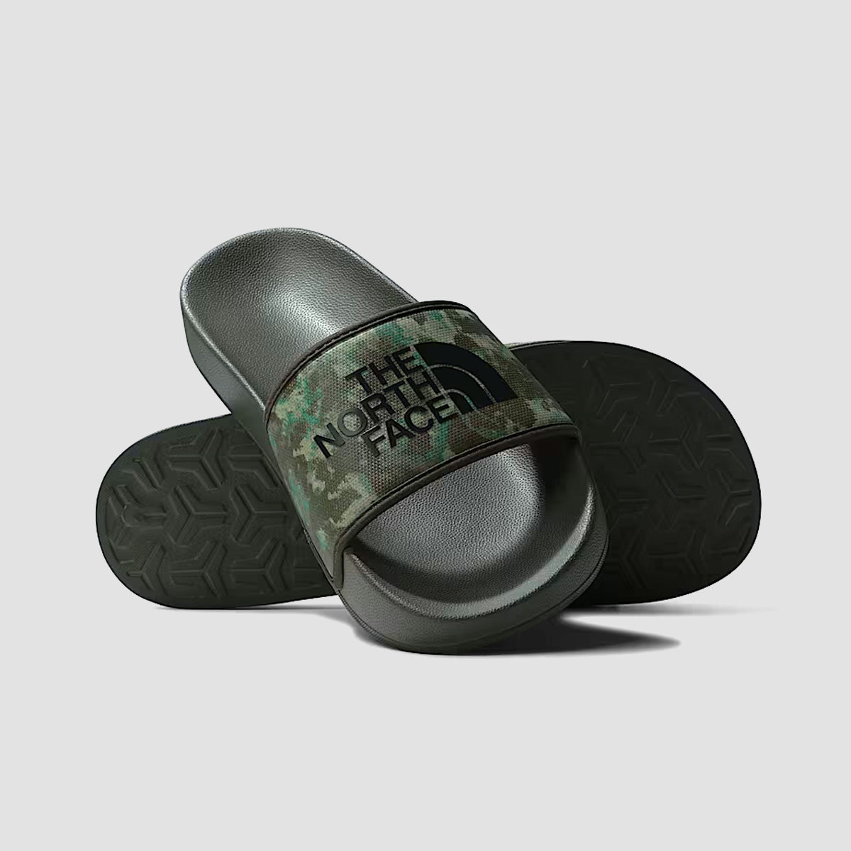 The North Face Base Camp Slide III Sandals - Miltary Olive Camo/TNF Black