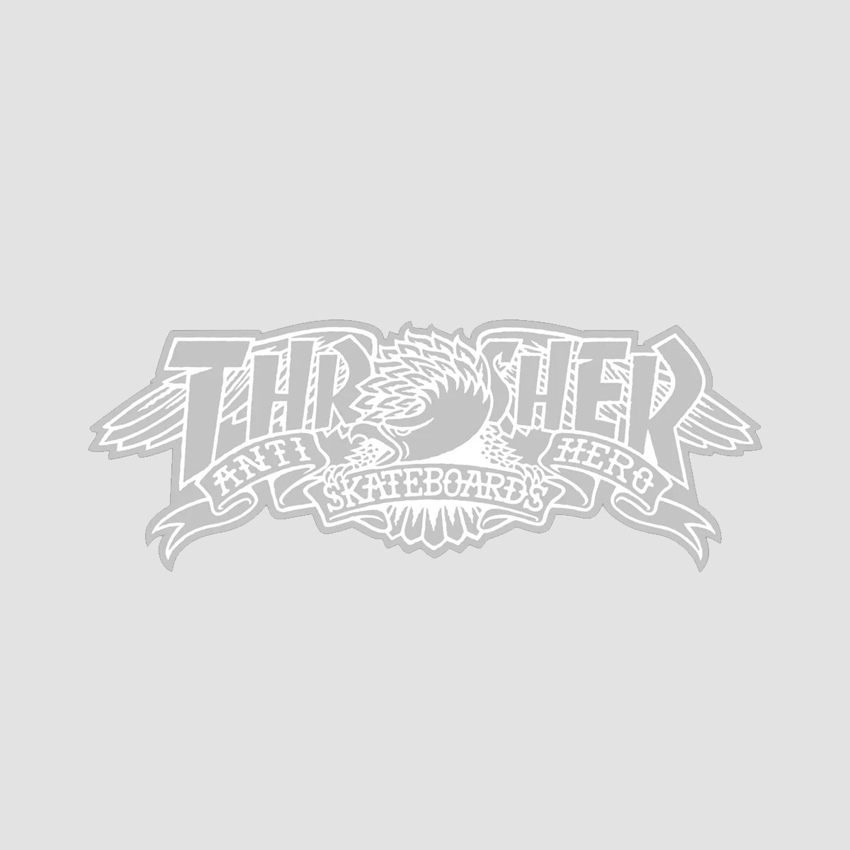 Thrasher X Antihero Mag Banner Sticker White 200x75mm