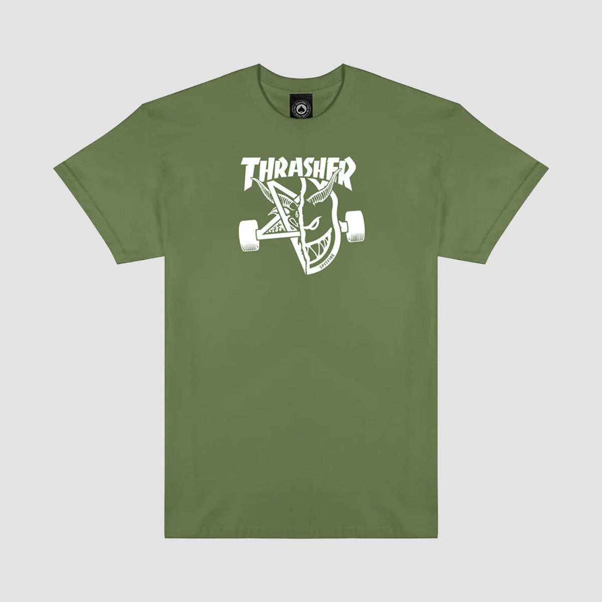 Thrasher X Spitfire Thrash & Burn T-Shirt Military Green