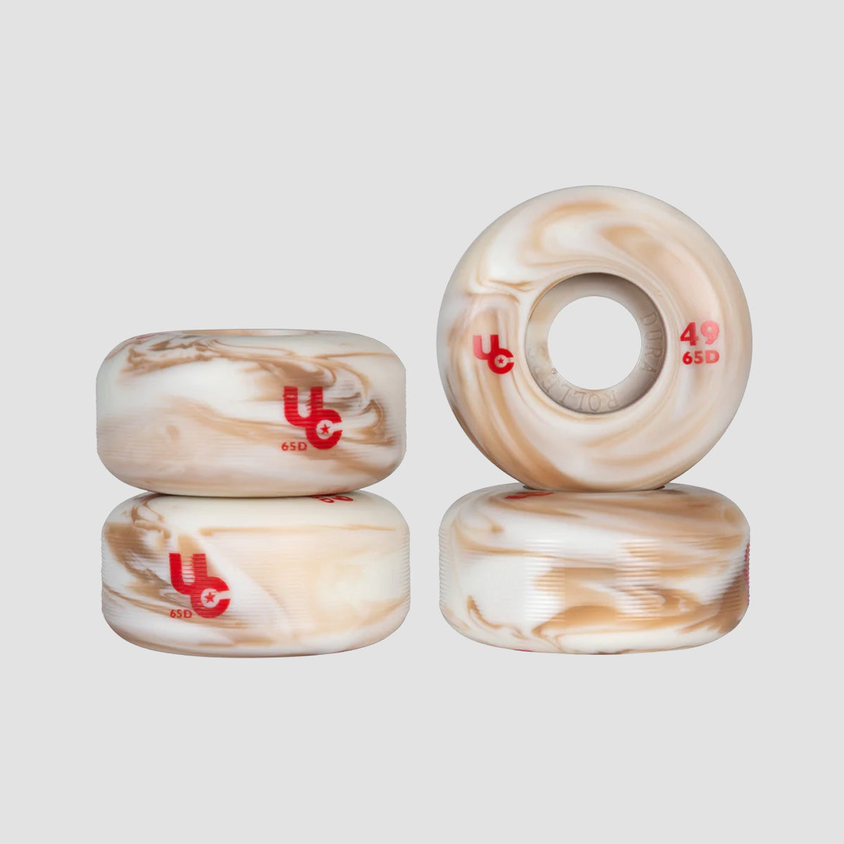 Undercover Antirocker 65D Inline Wheels x4 White/Sand 49mm