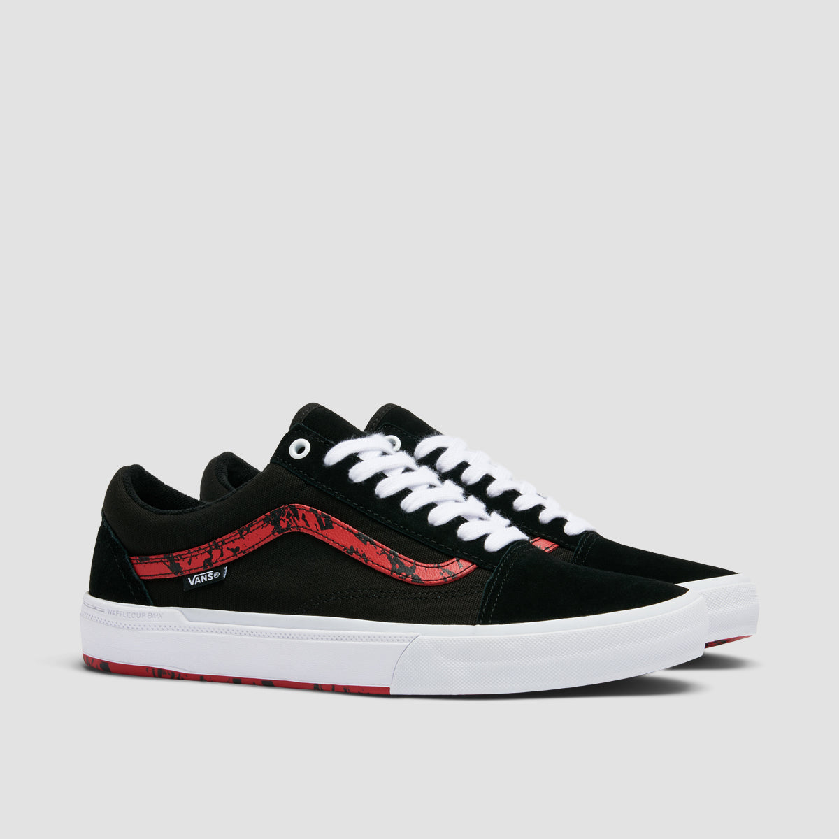 Old skool vans white clearance red stripe