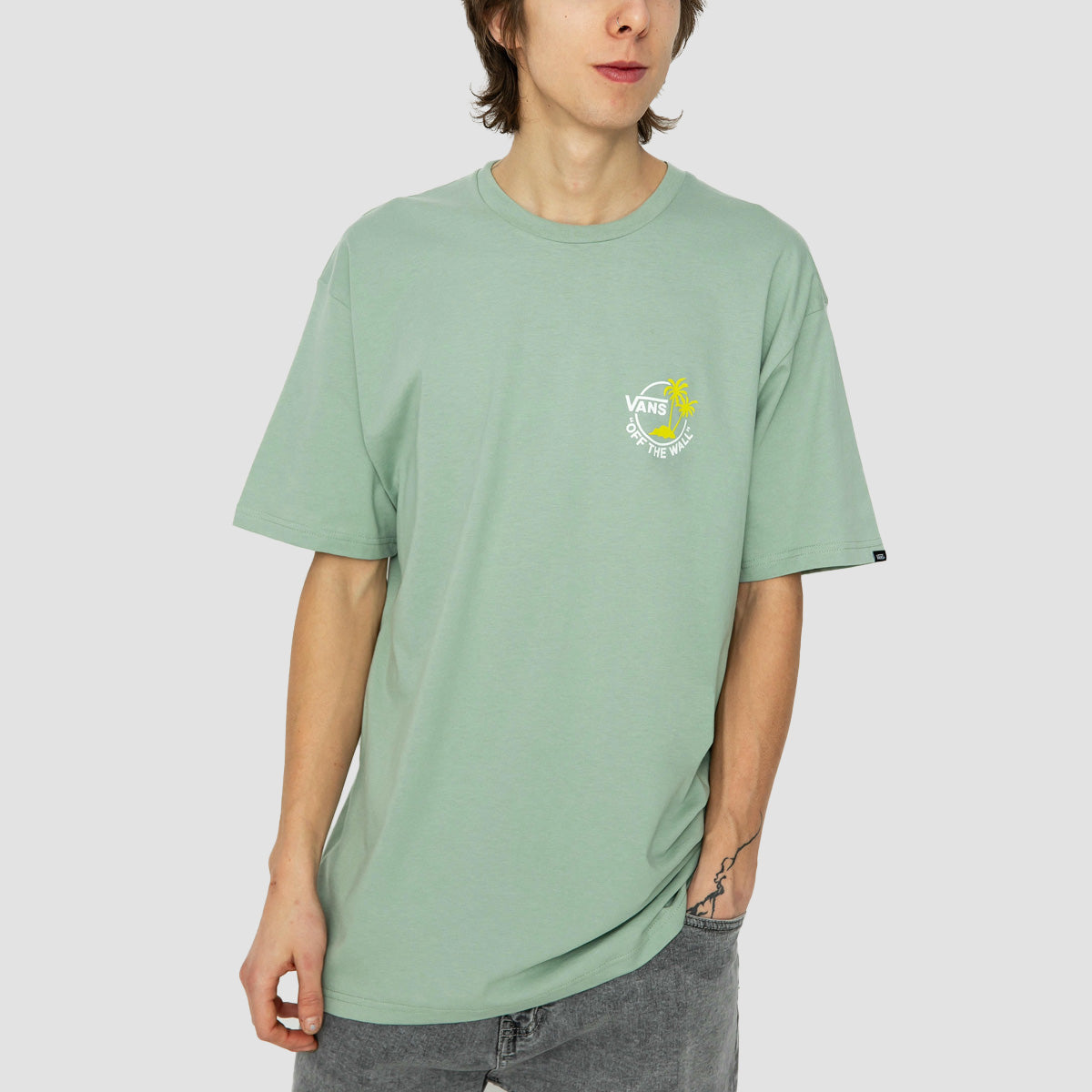 Vans Classic Mini Dual Palm T-Shirt Iceberg Green/White