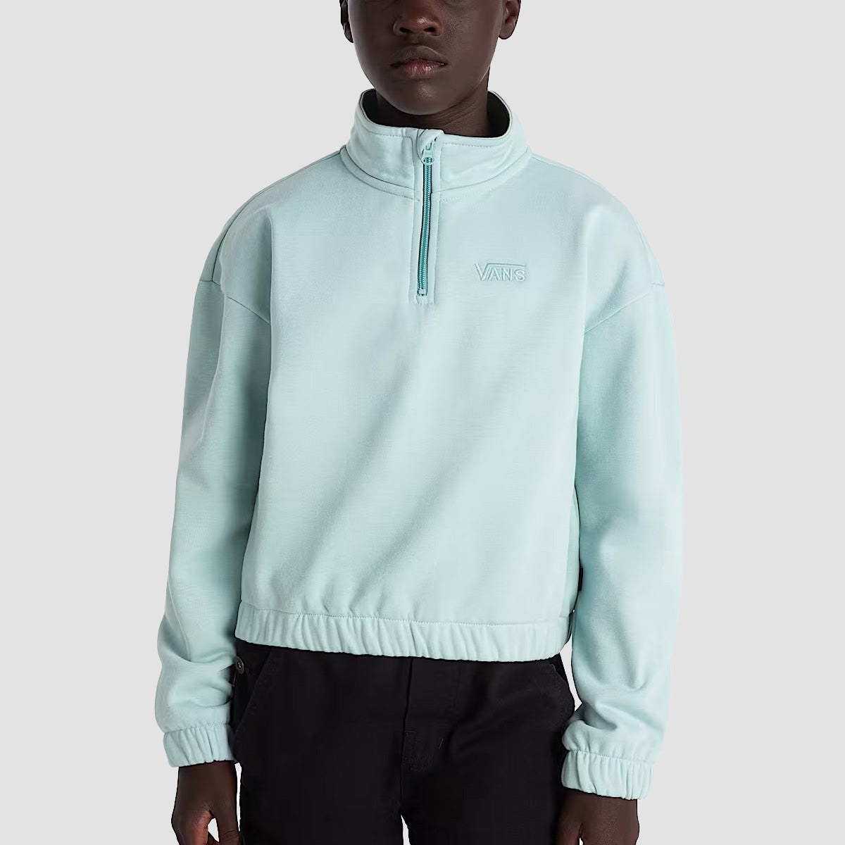 Vans Half Zip Mock Sweatshirt Grey Mist - Girls