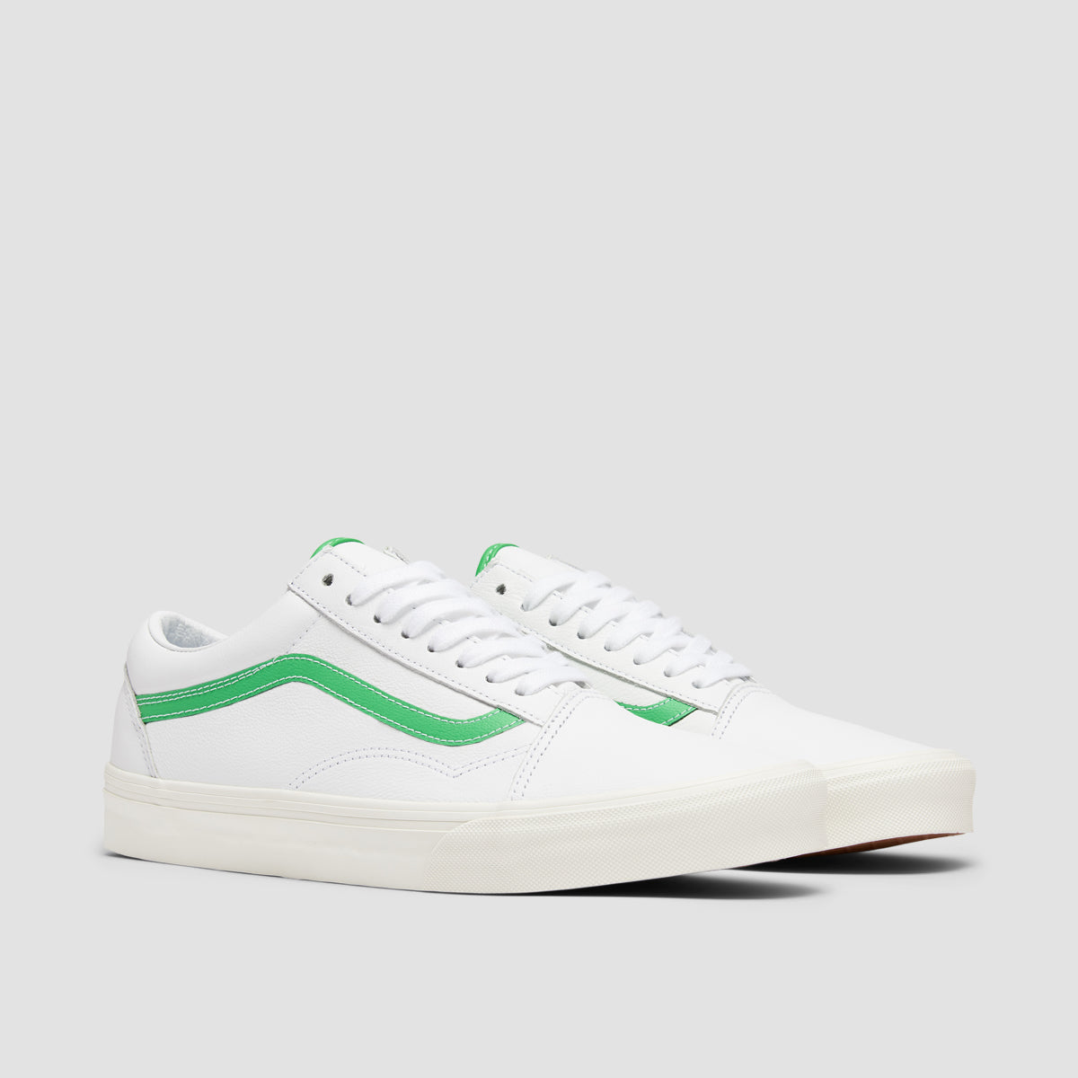 Vans Old Skool Shoes Leather White Green