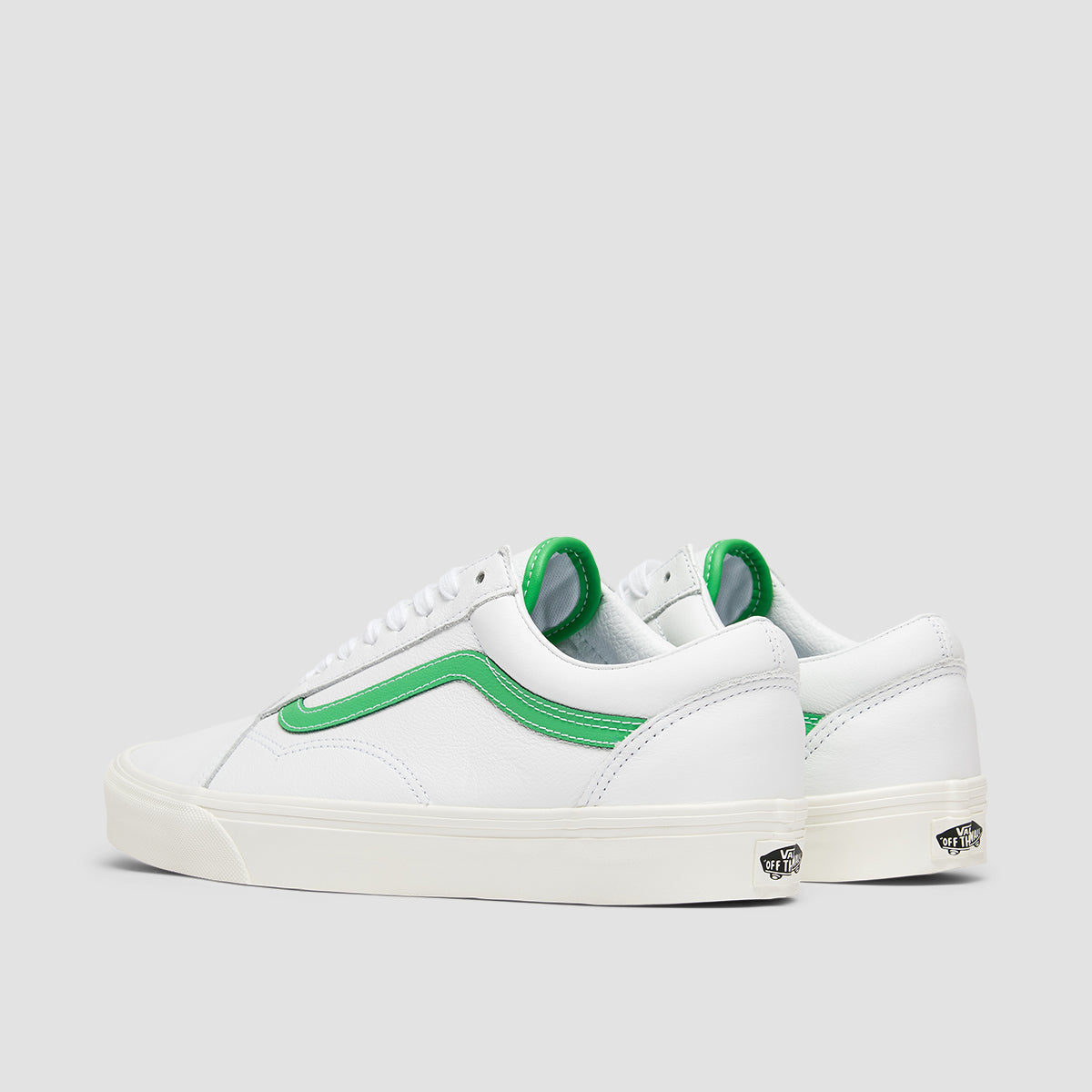 Vans Old Skool Shoes - Leather White/Green