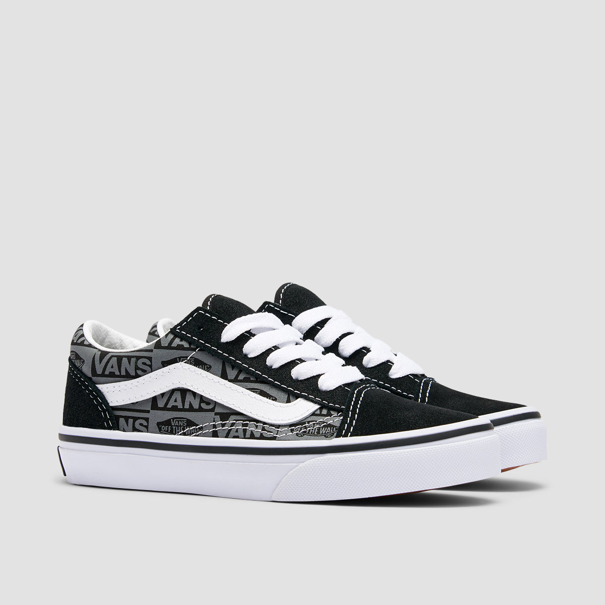 Vans Old Skool Shoes - Logo Black/Grey - Kids