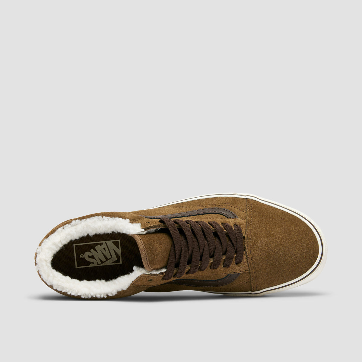 Brown suede vans with fur deals