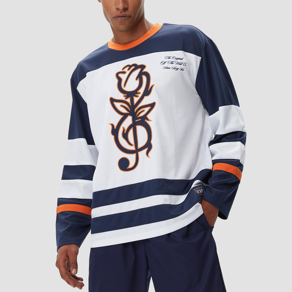 Vans Treble Rose Hockey Jersey Longsleeve T-Shirt White/Dress Blues