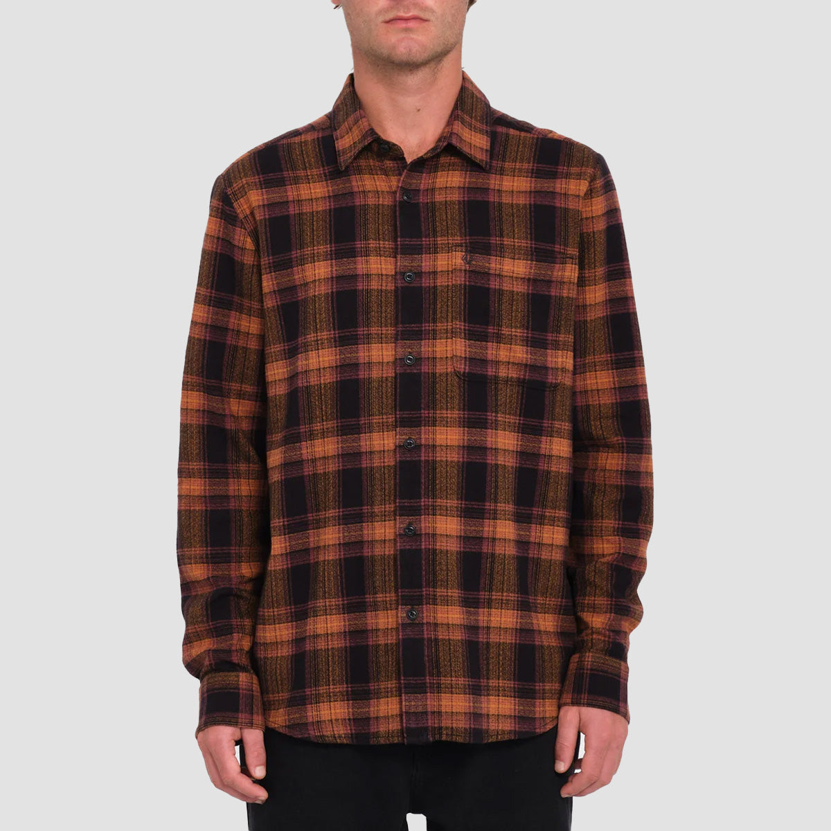 Volcom Baystone Flannel Longsleeve Shirt  Black