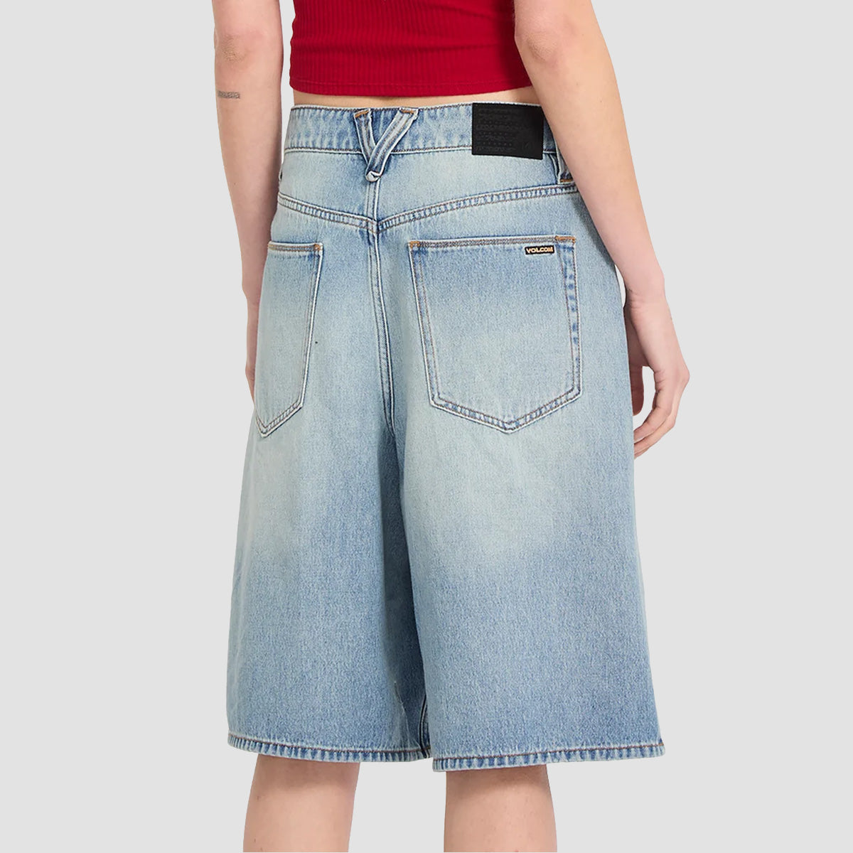 Volcom Beeggy Denim Shorts Dusty Blue Wash - Womens