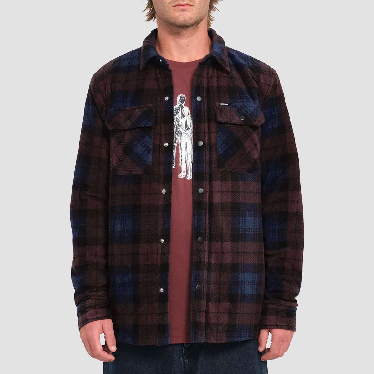 Volcom Bowered Fleece Longsleeve Shirt Merlot