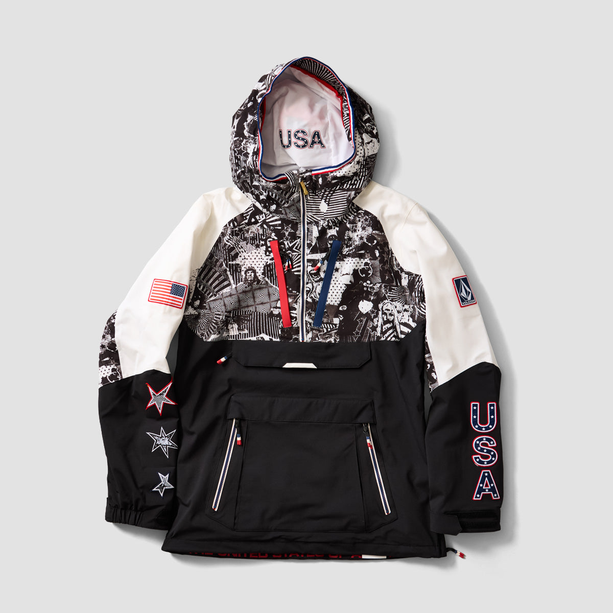 Volcom Brighton 15K Pullover Snow Jacket Black White