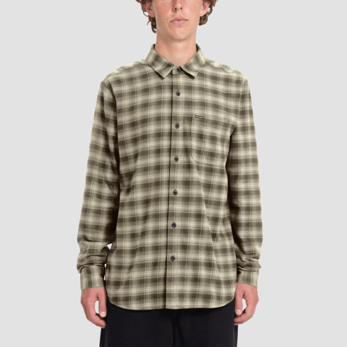 Volcom Caden Plaid Longsleeve Shirt Light Khaki