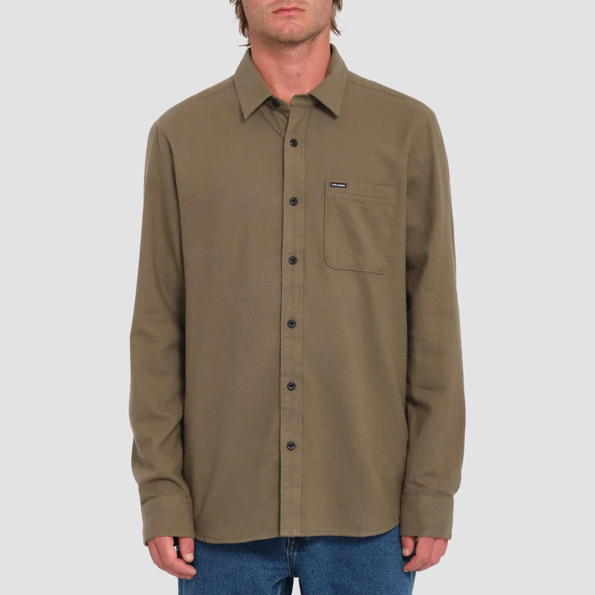 Volcom Caden Solid Longsleeve Shirt Wintermoss