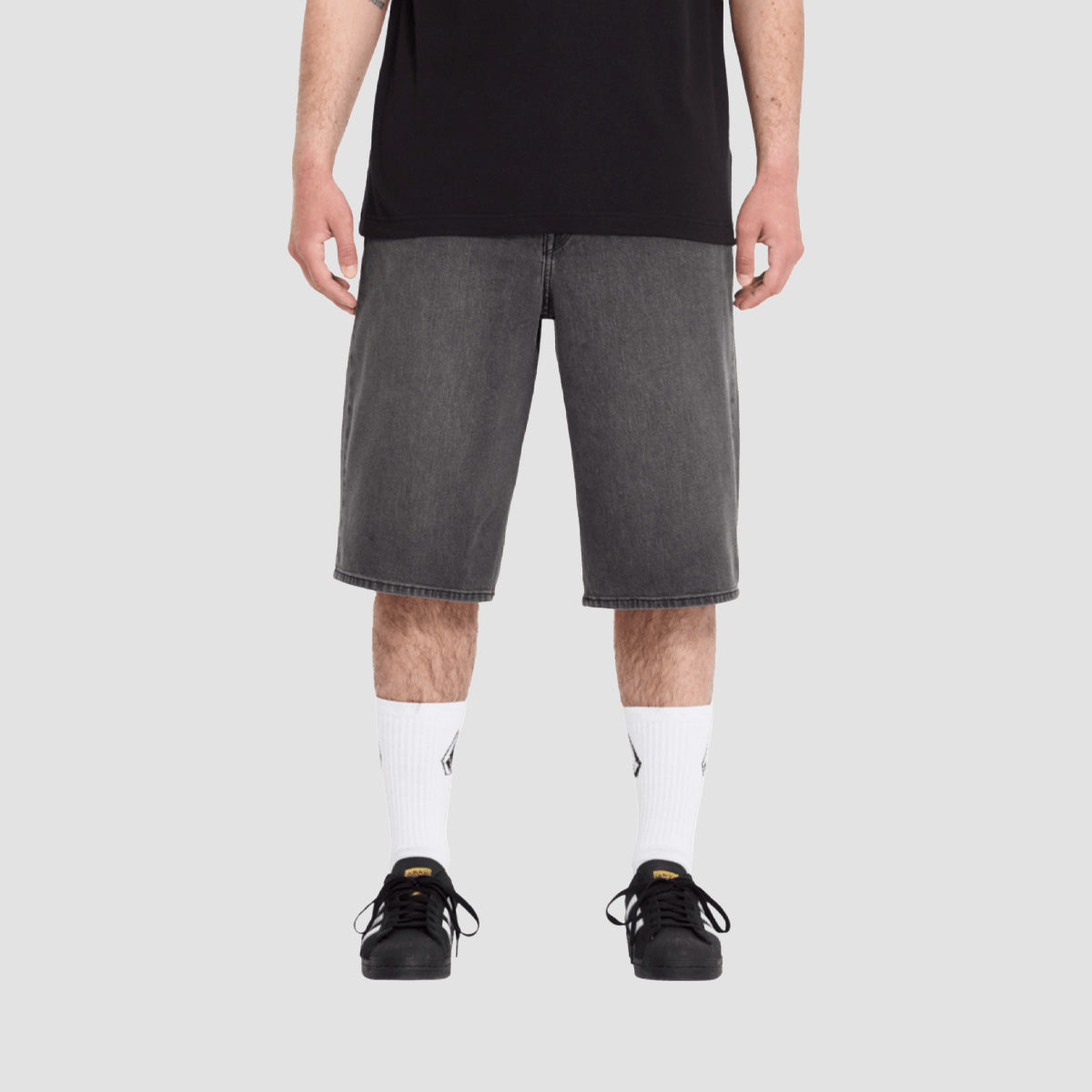 Volcom Chillow 24" Denim Shorts Black Grey