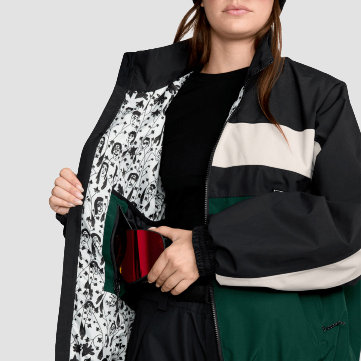 Volcom DLM 20K Snow Jacket Black Green - Womens