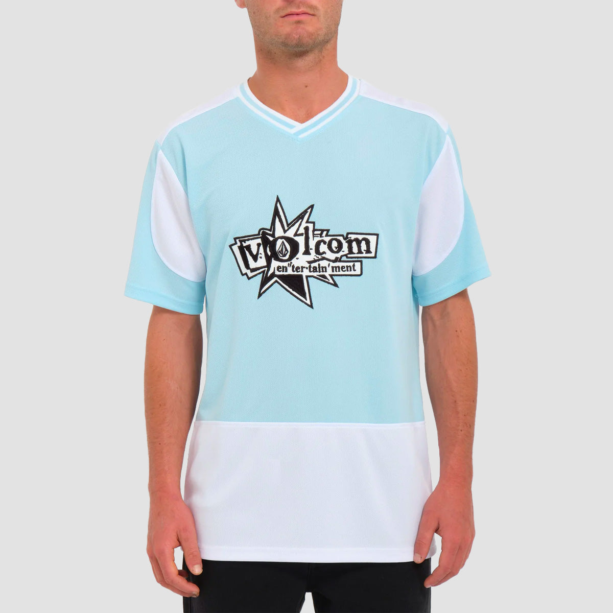 Volcom Ent Noa Deane V-Neck Jersey T-Shirt Misty Blue