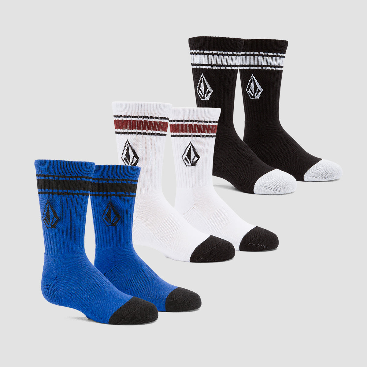Volcom Full Stone Socks 3 Pack Multi - Kids