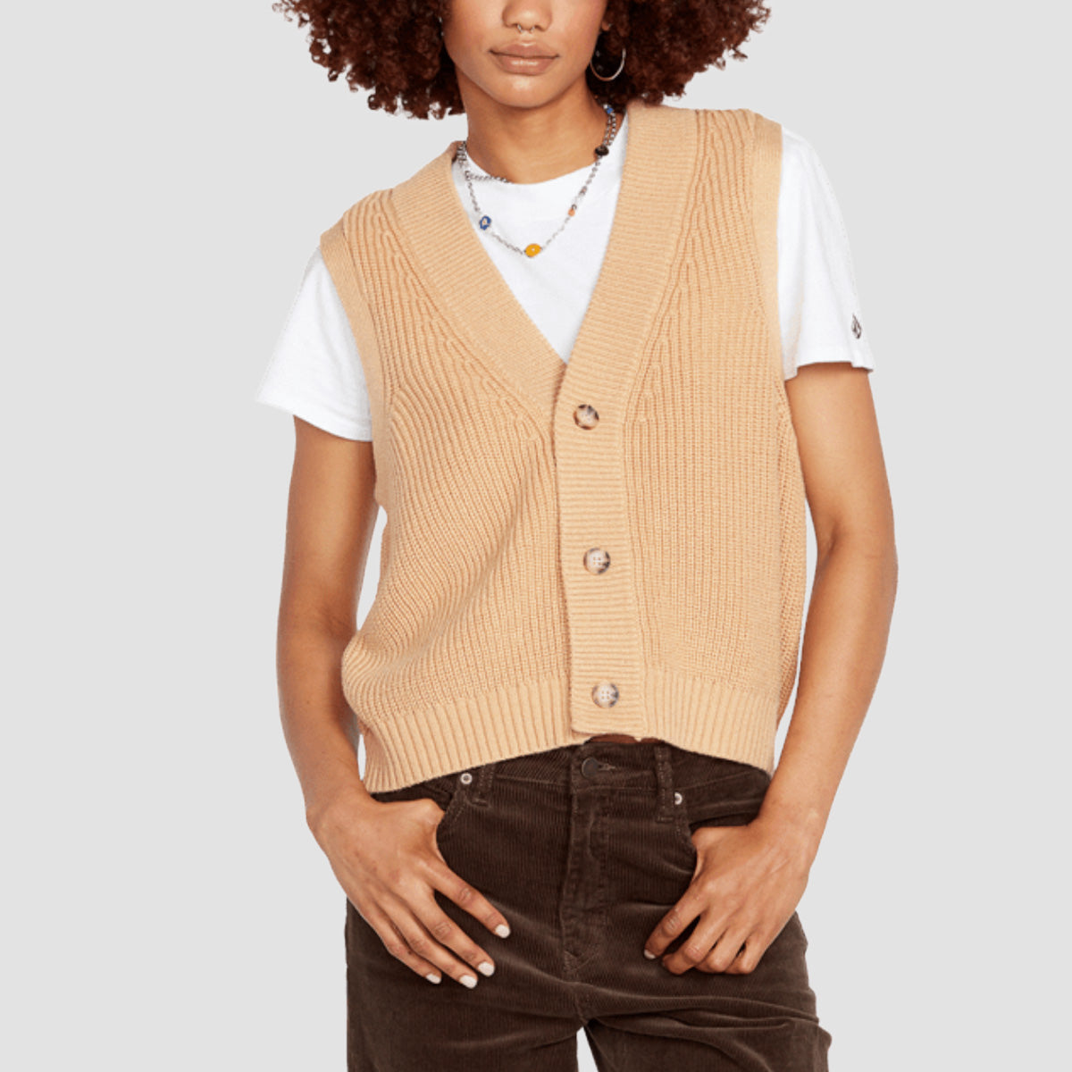 Volcom In Vestible Sleeveless Cardigan Hazelnut - Womens
