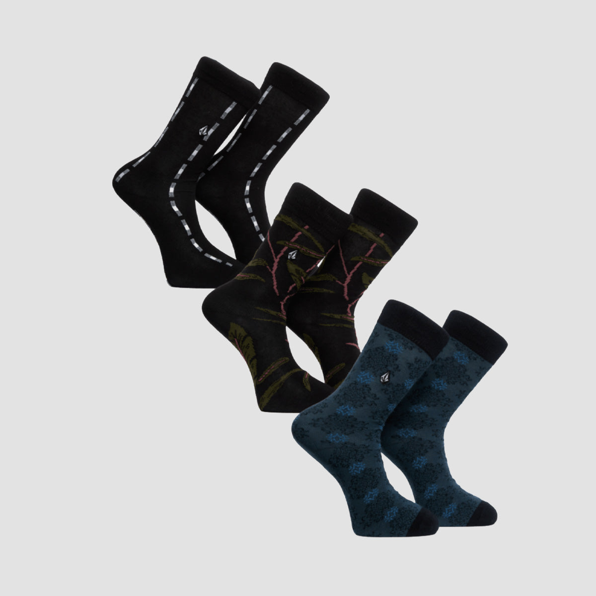 Volcom Mini Mark Dress Socks 3 Pack Multi
