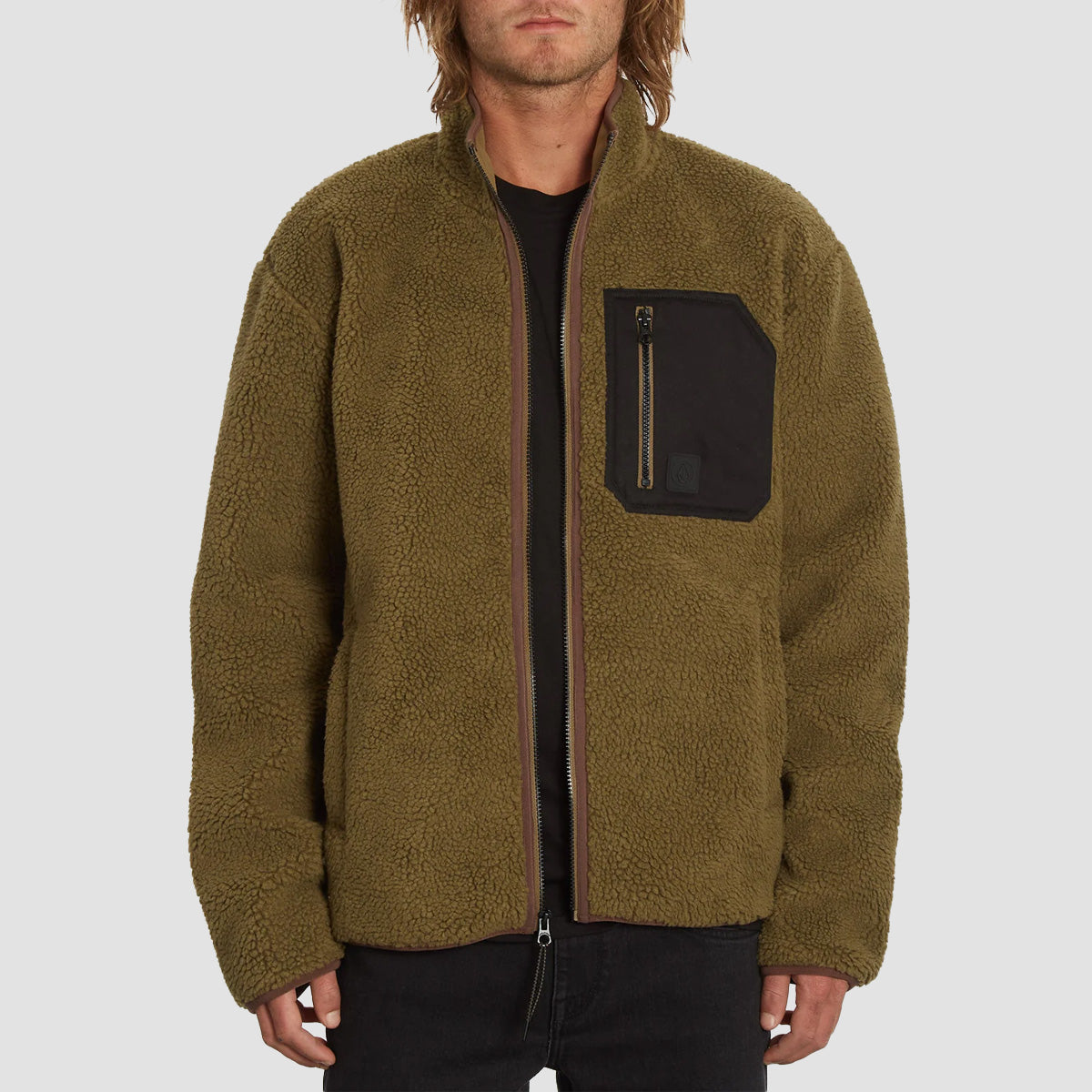 Volcom Muzzer Fuzzar Zip Fleece Green Tea