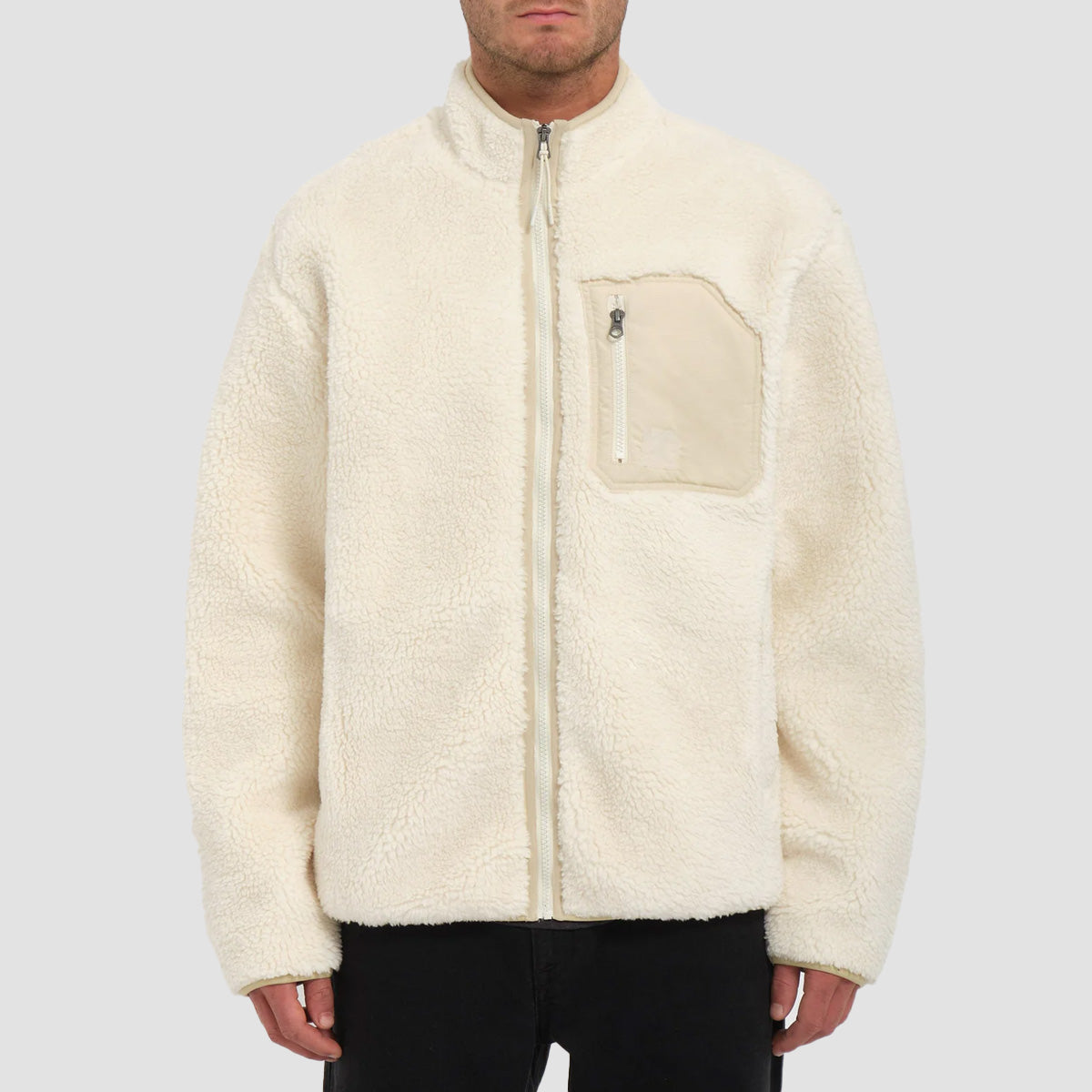 Volcom Muzzer Fuzzar Zip Sherpa Sweatshirt Dirty White