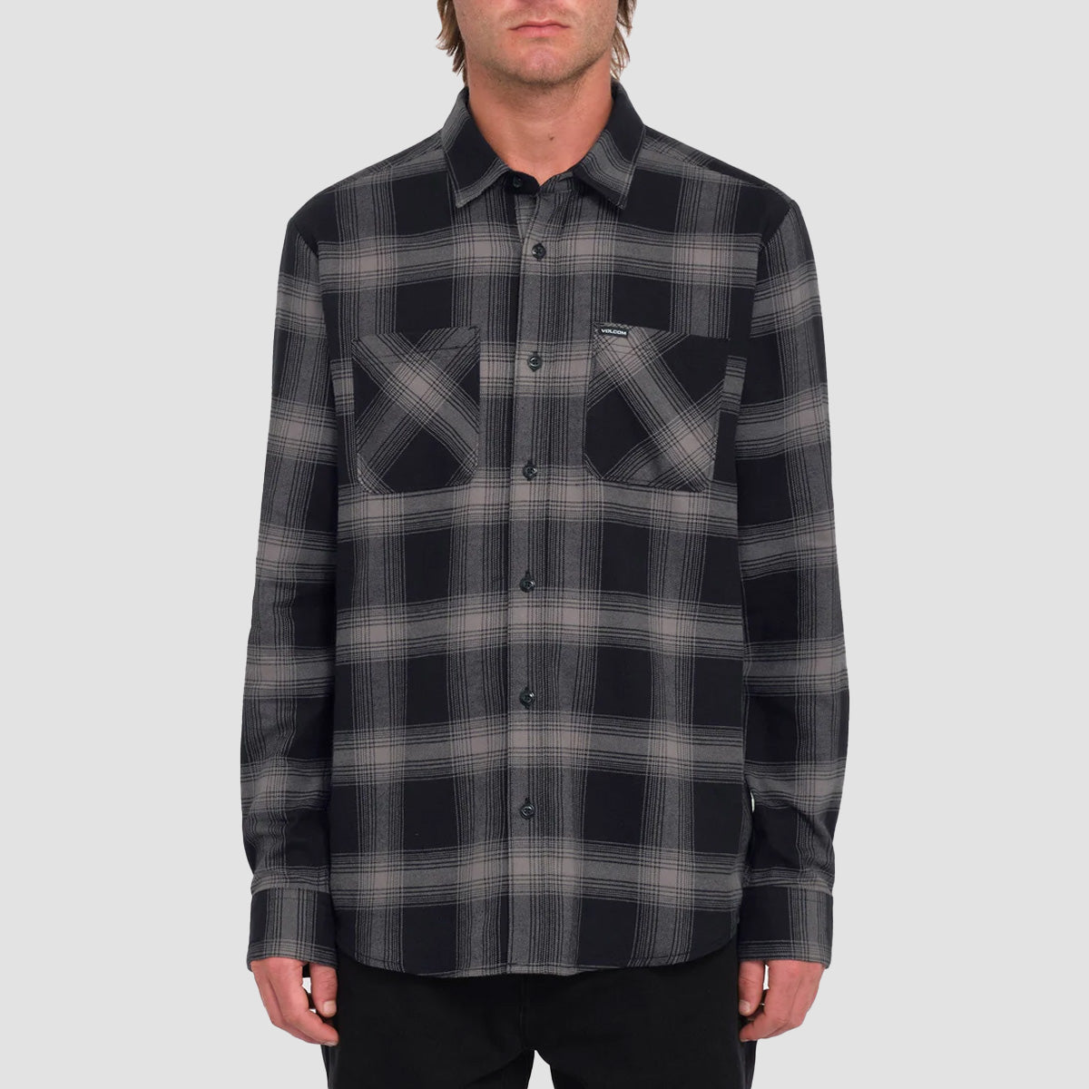Volcom Netastone Flannel Longsleeve Shirt Antique Black